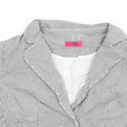 Love Label Womens Blue Striped  Gilet Jacket Size 12  Button