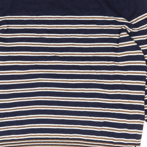 NEXT Womens Blue Round Neck Striped Cotton Pullover Jumper Size 12