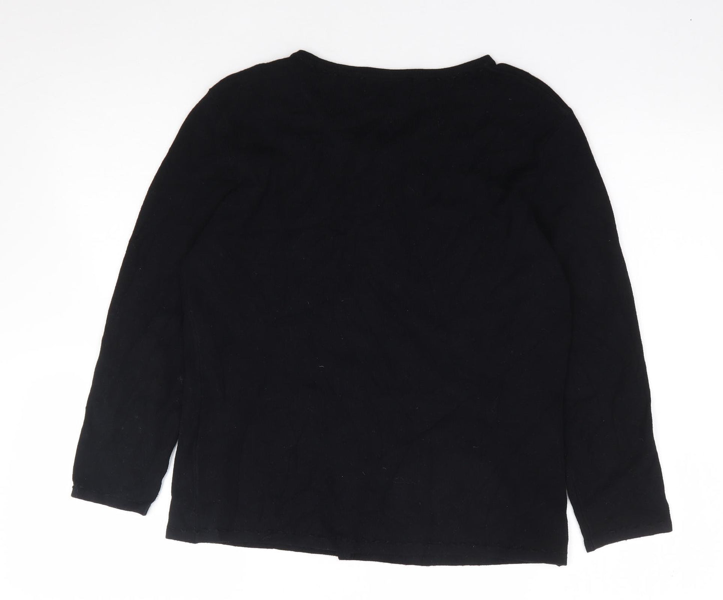 W Paris Womens Black Round Neck  Viscose Cardigan Jumper Size L