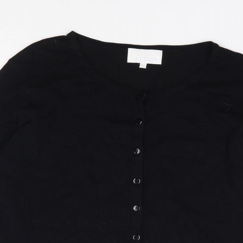 W Paris Womens Black Round Neck  Viscose Cardigan Jumper Size L