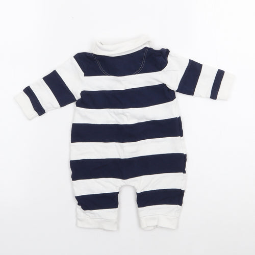 Jasper Conran Boys Blue Striped 100% Cotton Babygrow One-Piece Size 0-3 Months  Button