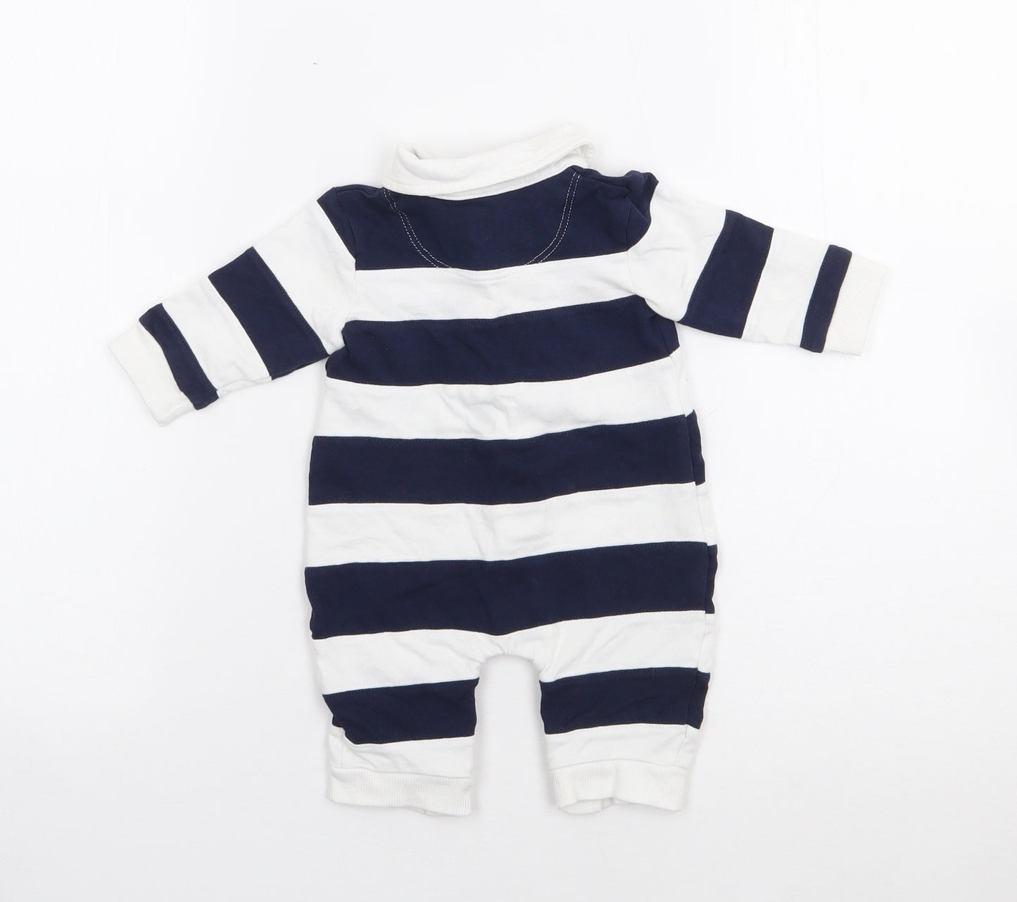 Jasper Conran Boys Blue Striped 100% Cotton Babygrow One-Piece Size 0-3 Months  Button