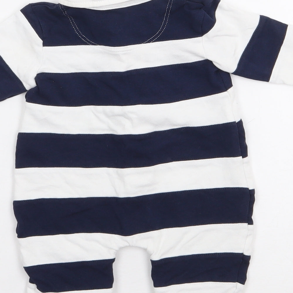Jasper Conran Boys Blue Striped 100% Cotton Babygrow One-Piece Size 0-3 Months  Button