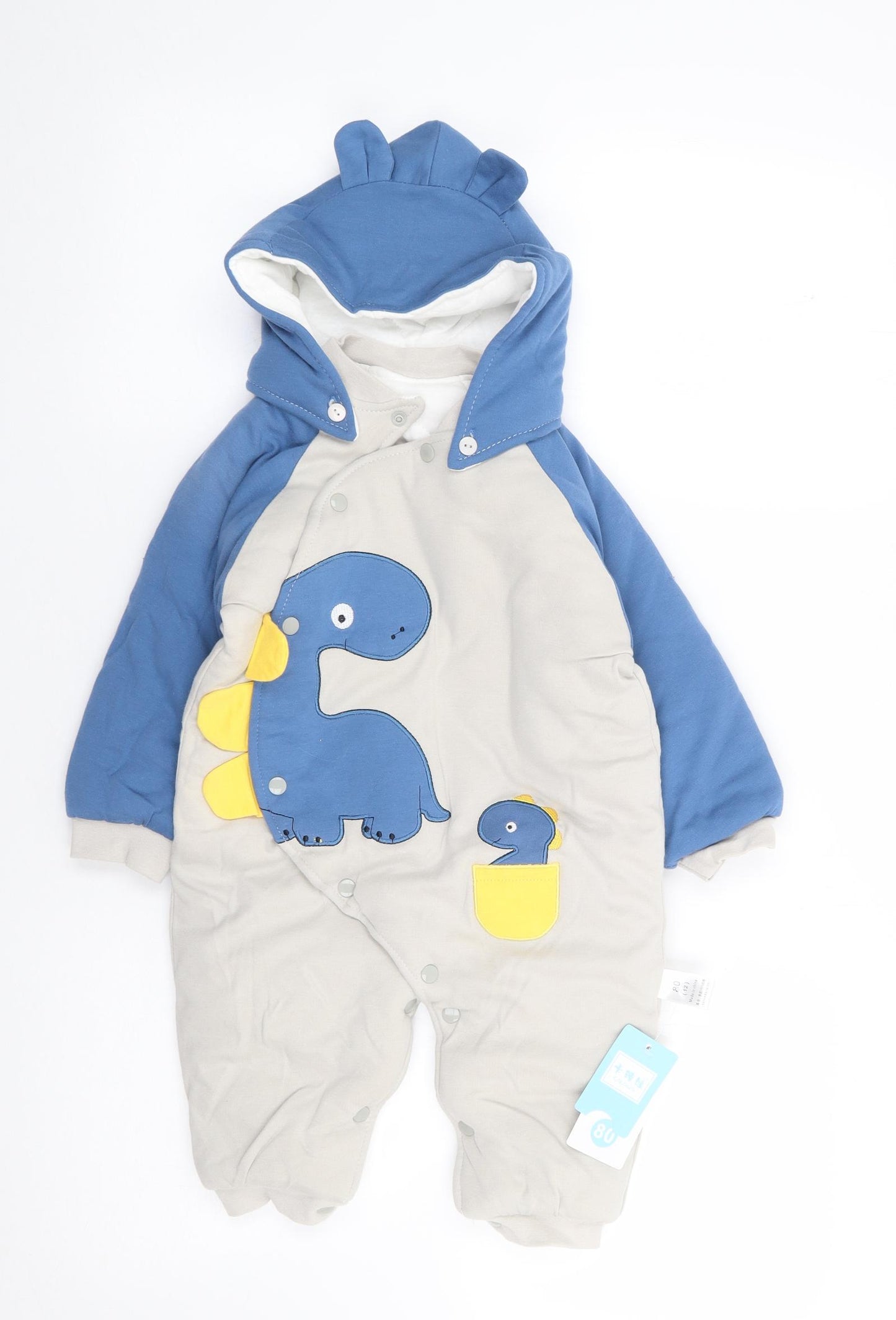 Kalawa Boys Multicoloured Colourblock  Jacket Snowsuit Size 12 Months   Snap - Dinosaur