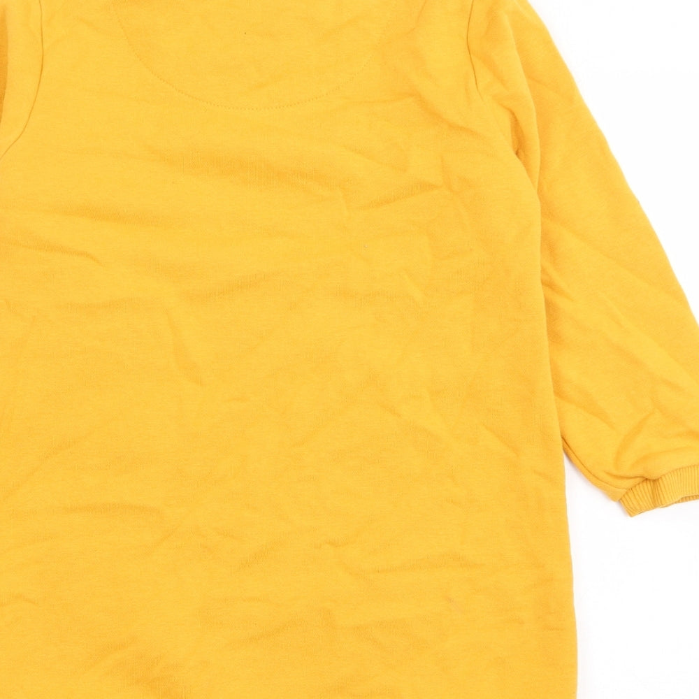 F&F Girls Yellow Floral Cotton Jumper Dress  Size 5-6 Years  Crew Neck Pullover