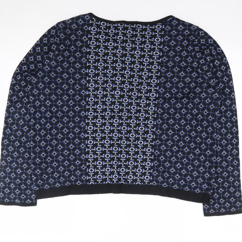Topshop Womens Blue Round Neck Geometric Acrylic Pullover Jumper Size 10