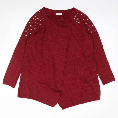 LC Waikiki Womens Red Round Neck  Acrylic Tunic Jumper Size M