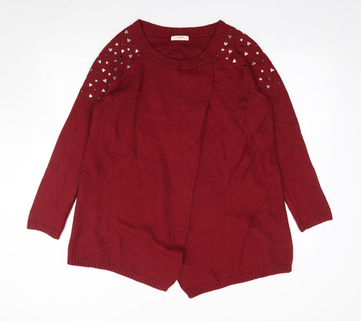 LC Waikiki Womens Red Round Neck Acrylic Tunic Jumper Size M