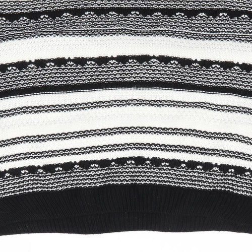 New Look  Womens Black Round Neck Striped Acrylic Pullover Jumper Size M