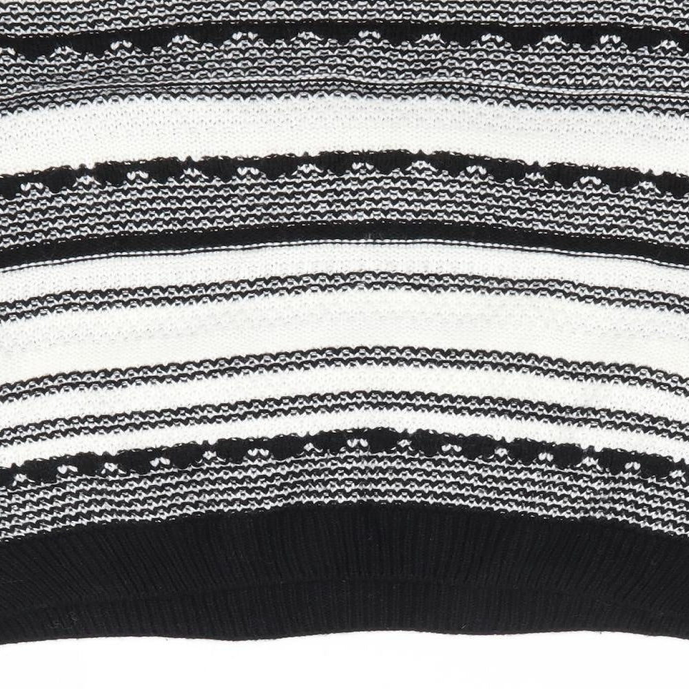 New Look  Womens Black Round Neck Striped Acrylic Pullover Jumper Size M