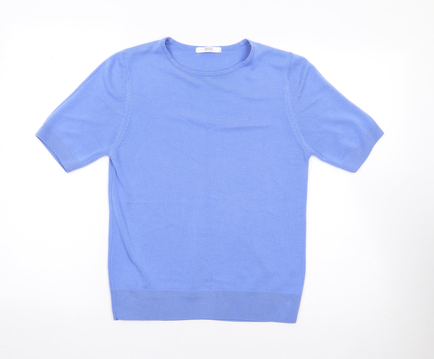 Marks and Spencer Womens Blue Round Neck  Acrylic Pullover Jumper Size 12