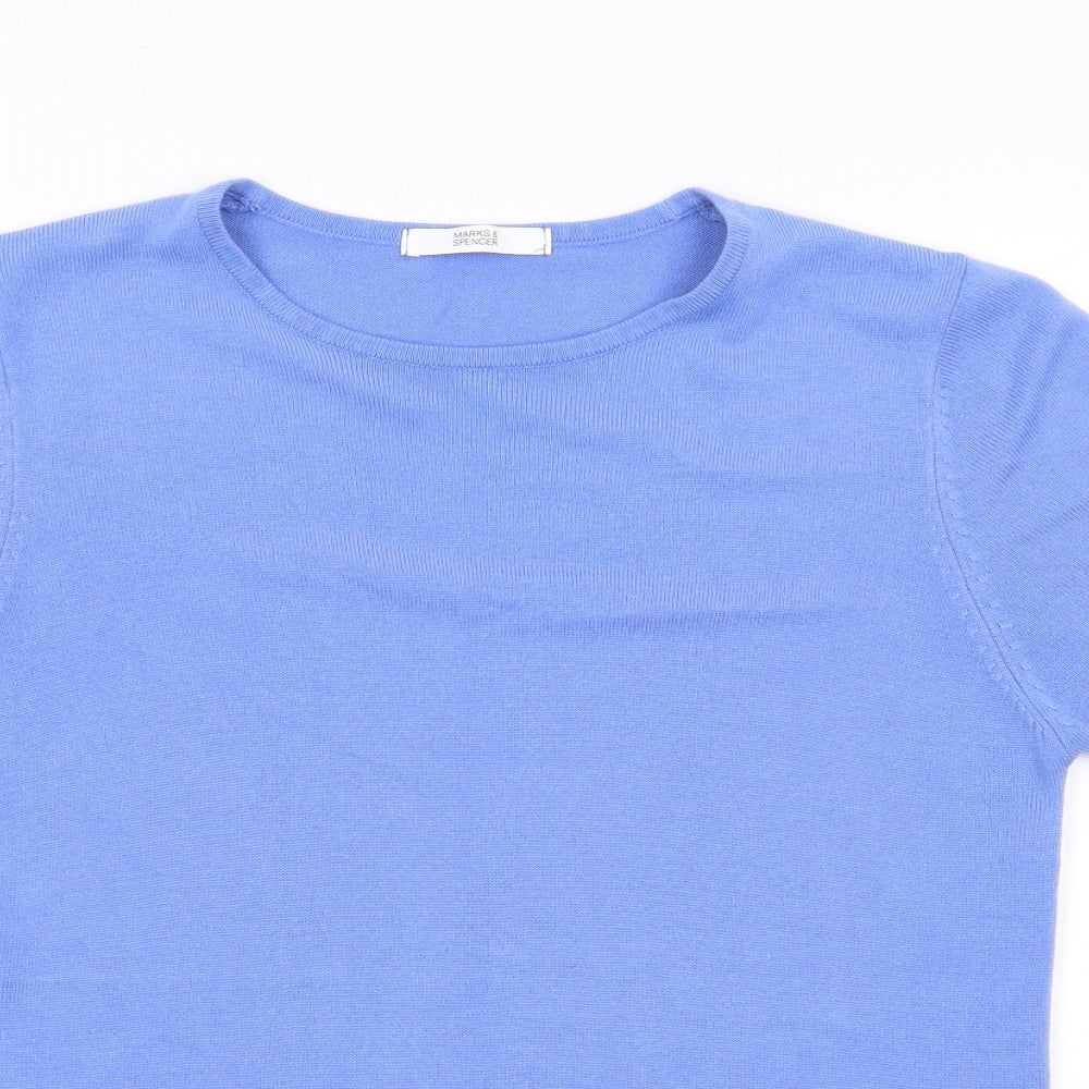 Marks and Spencer Womens Blue Round Neck  Acrylic Pullover Jumper Size 12