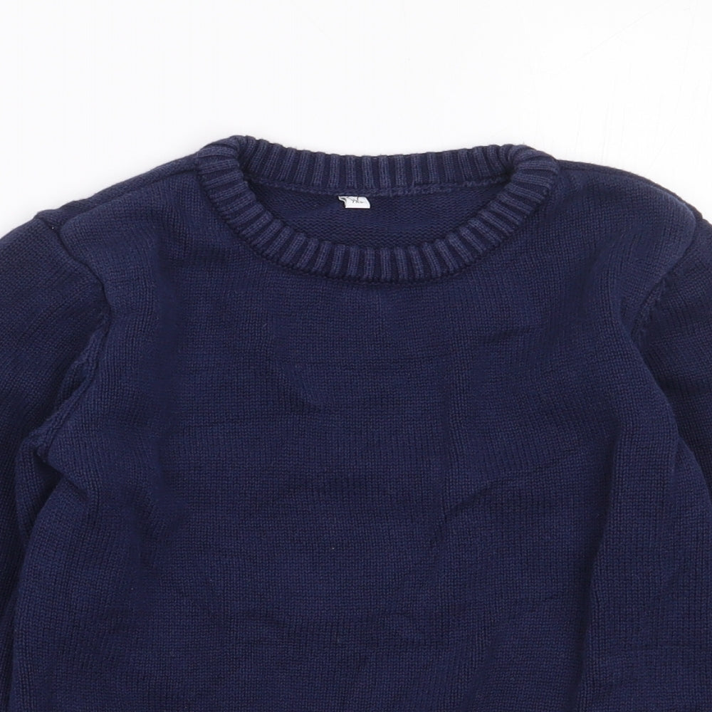 Marks and Spencer Boys Blue Crew Neck Geometric Cotton Pullover Jumper Size 6-7 Years  Pullover