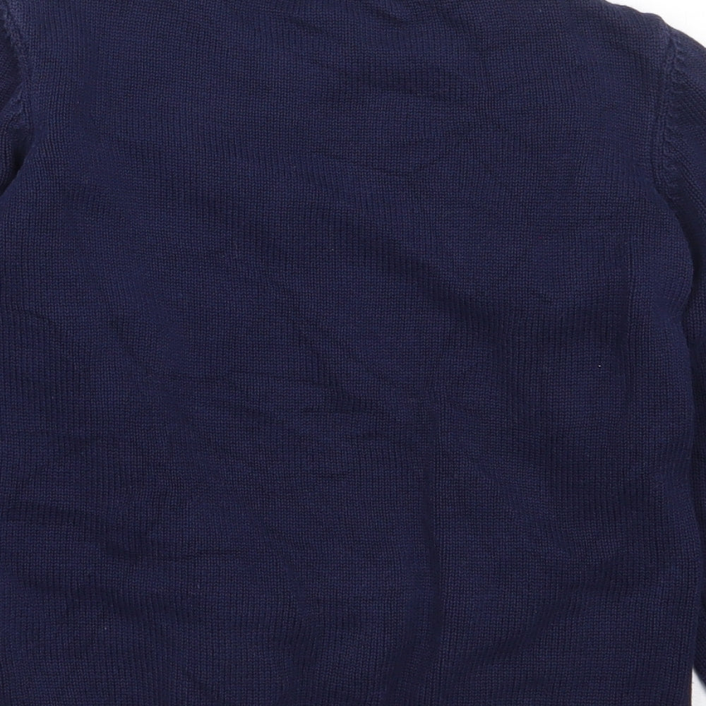 Marks and Spencer Boys Blue Crew Neck Geometric Cotton Pullover Jumper Size 6-7 Years  Pullover