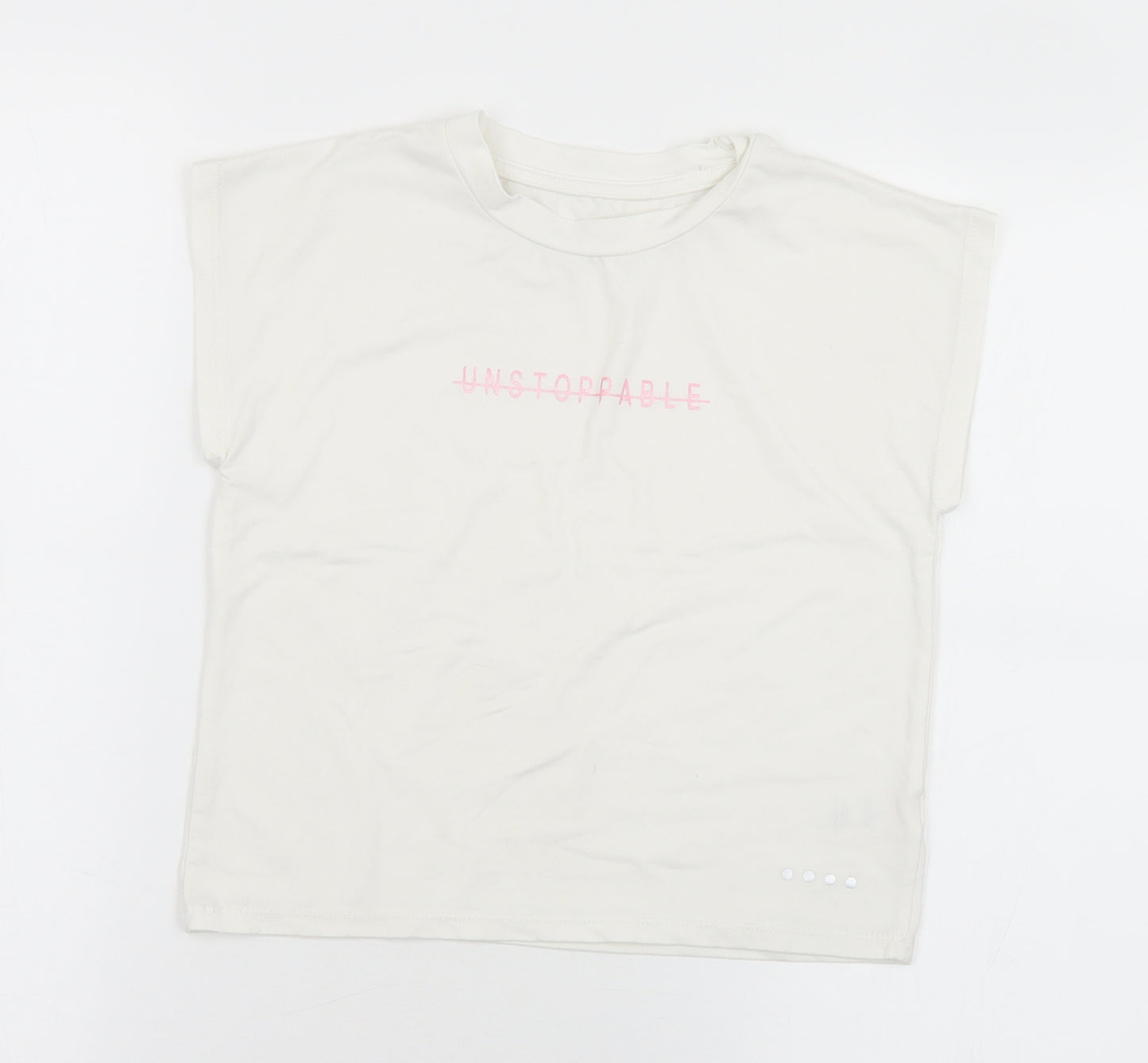 Souluxe Girls White  Polyester Basic T-Shirt Size 8-9 Years Crew Neck  - Unstoppable
