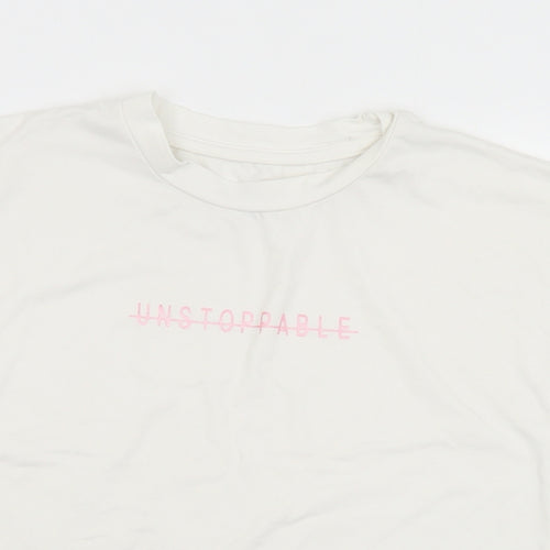 Souluxe Girls White  Polyester Basic T-Shirt Size 8-9 Years Crew Neck  - Unstoppable