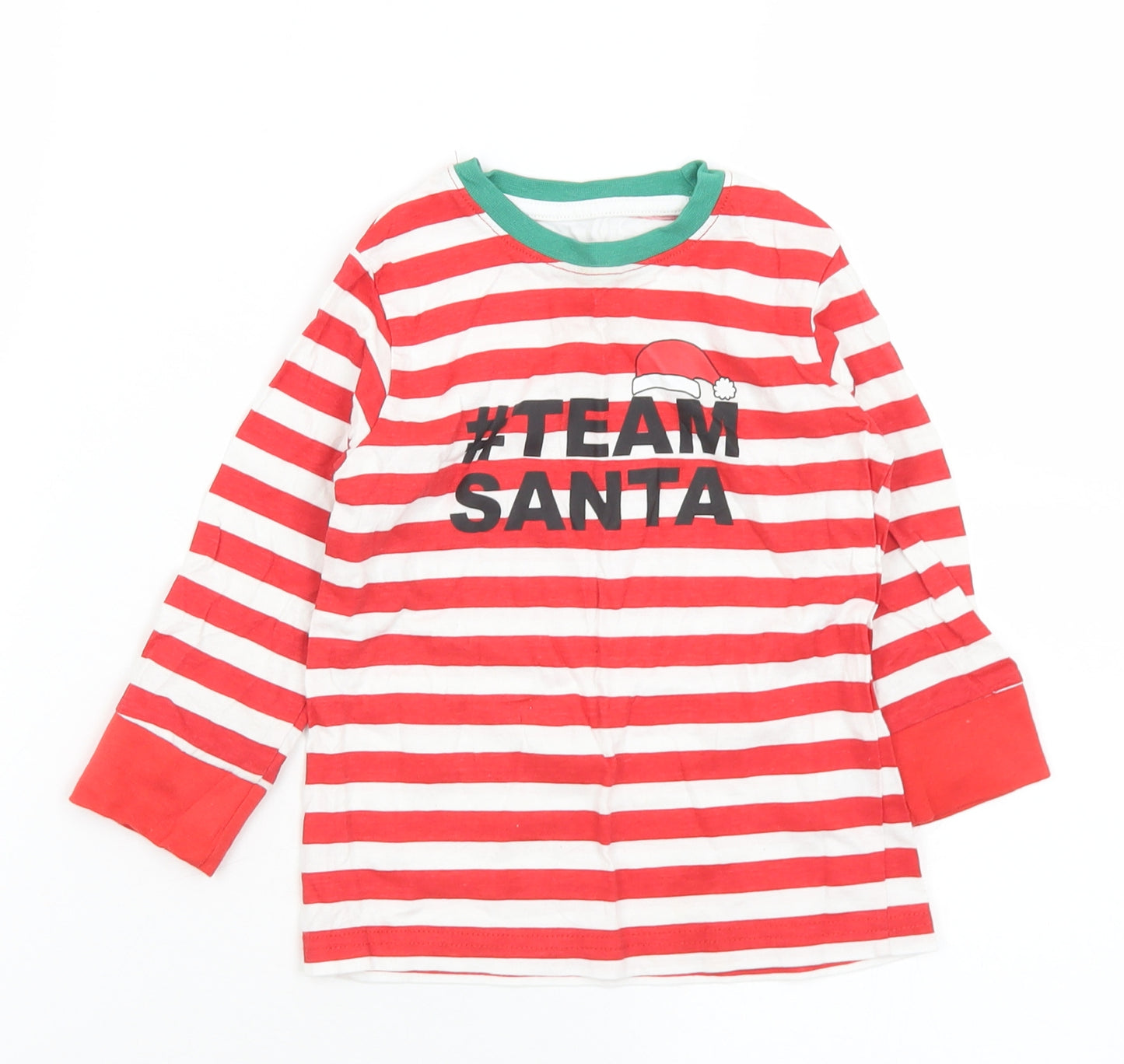 Elves Baby Red Striped Cotton Basic T-Shirt Size 18-24 Months Crew Neck  - Team Santa