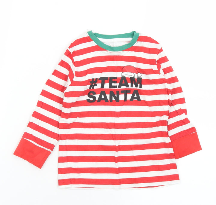 Elves Baby Red Striped Cotton Basic T-Shirt Size 18-24 Months Crew Neck  - Team Santa