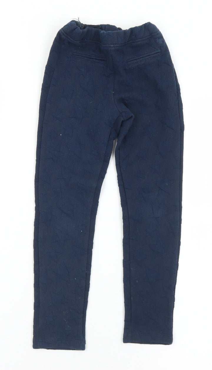 TOM TAILOR Girls Blue Geometric Cotton Pedal Pusher Trousers Size 6-7 Years Regular - Stars