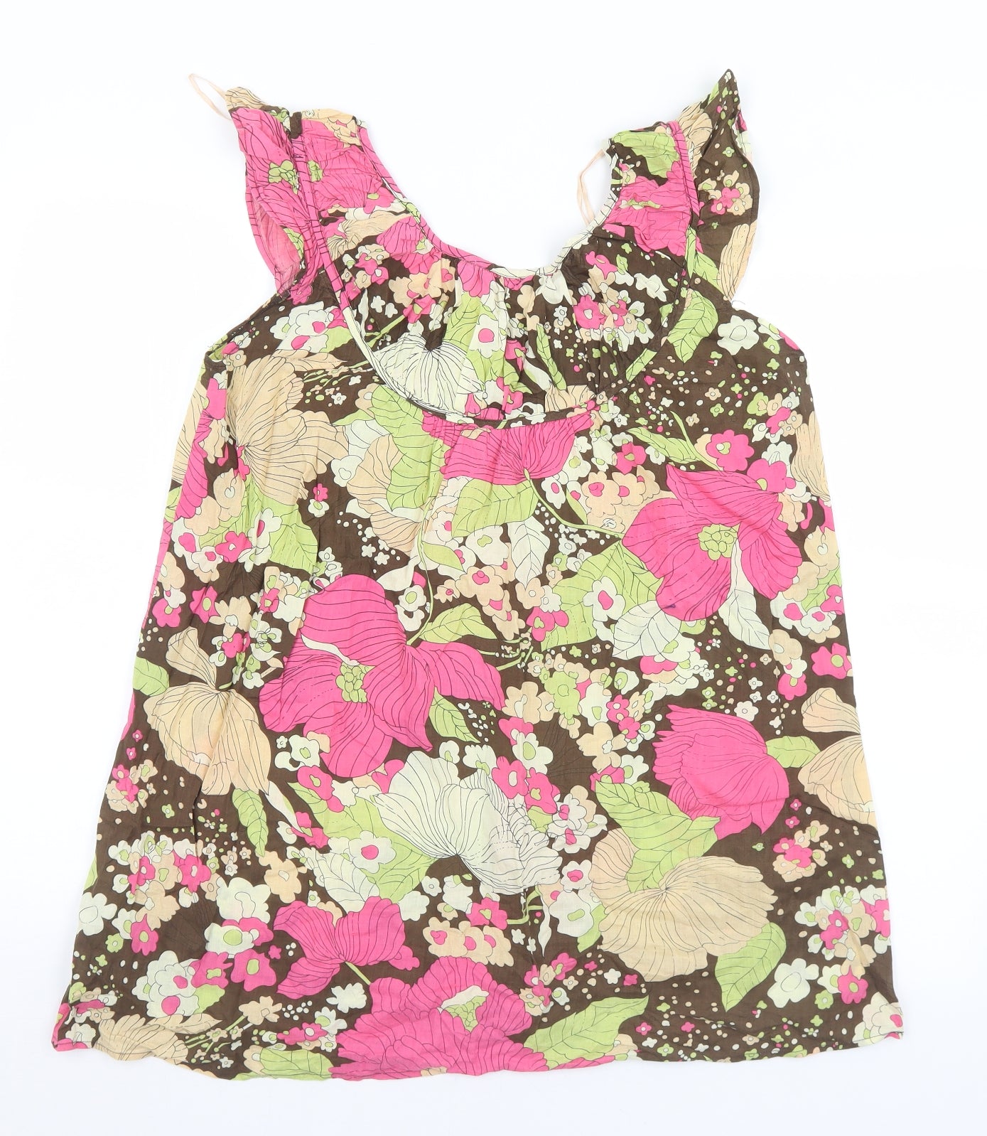 Inspire Womens Multicoloured Floral Cotton Tunic Tank Size 16 Round Neck