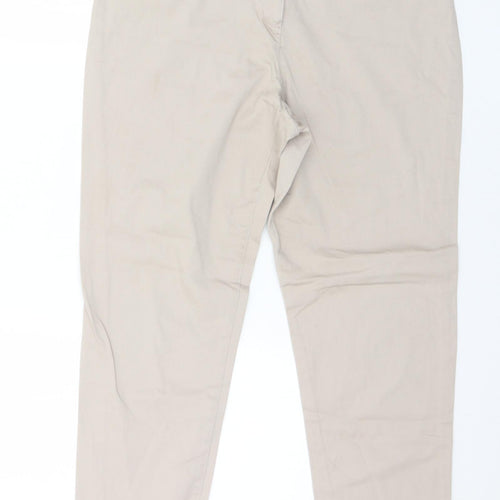 F&F Womens Beige  Cotton Chino Trousers Size 12 L26 in Regular Button