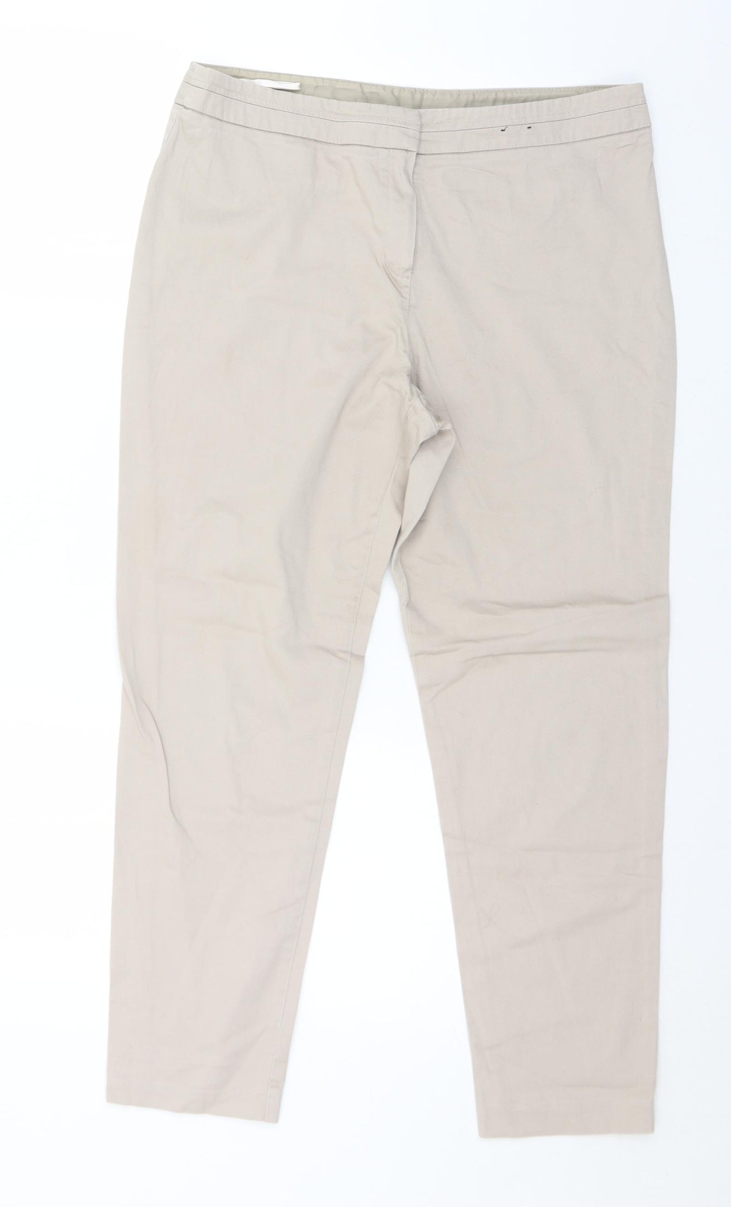 F&F Womens Beige  Cotton Chino Trousers Size 12 L26 in Regular Button
