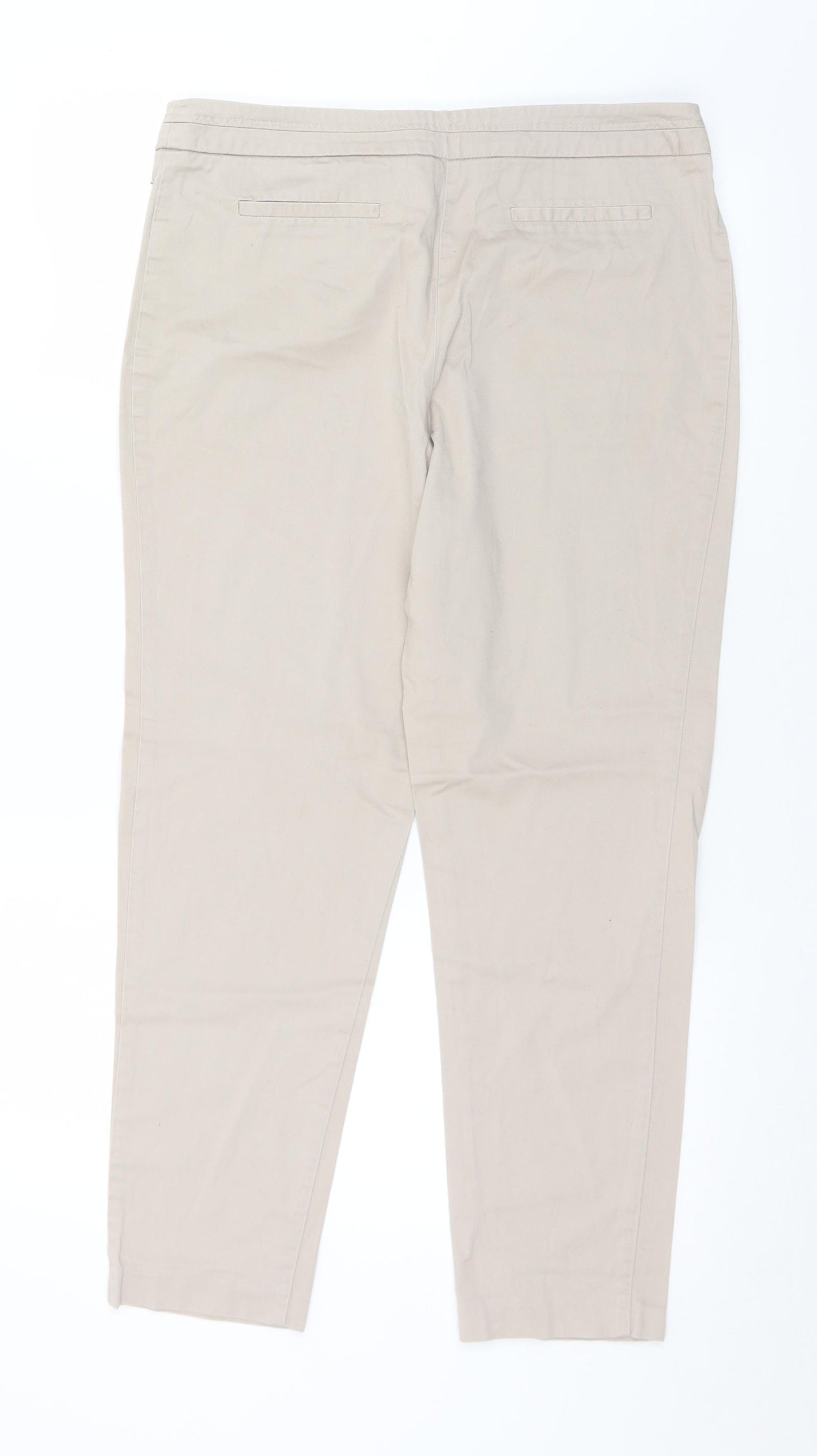 F&F Womens Beige  Cotton Chino Trousers Size 12 L26 in Regular Button