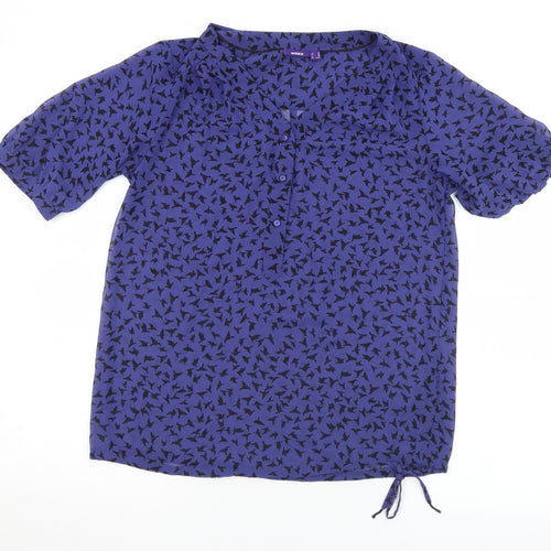 Mexx Womens Purple Geometric Polyester Basic Blouse Size 12 V-Neck