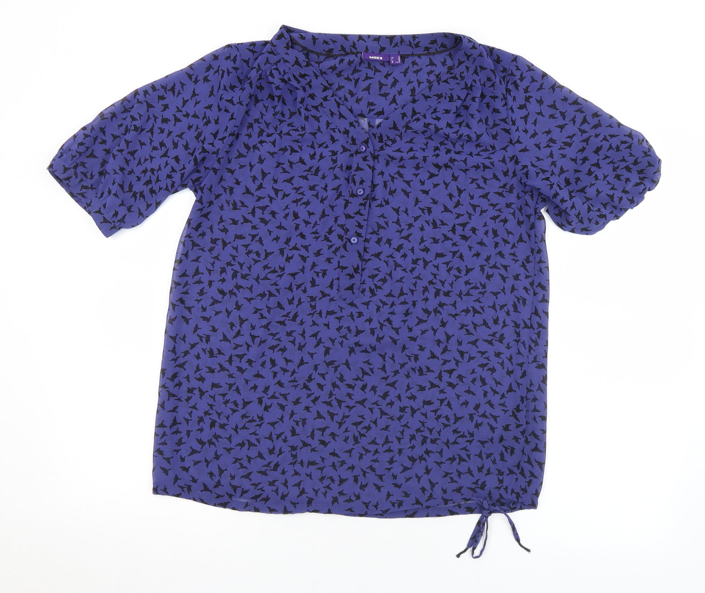 Mexx Womens Purple Geometric Polyester Basic Blouse Size 12 V-Neck