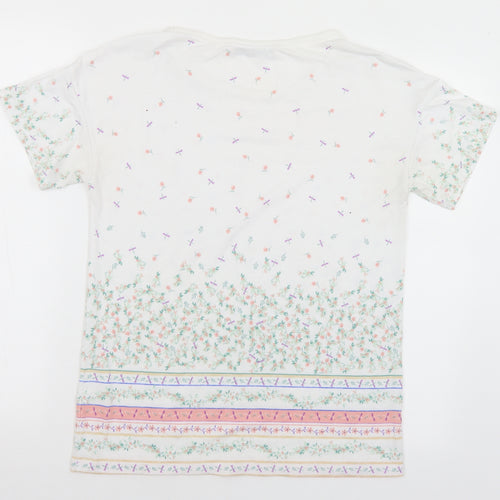 TU Womens Multicoloured Floral Polyester Basic T-Shirt Size 8 Round Neck