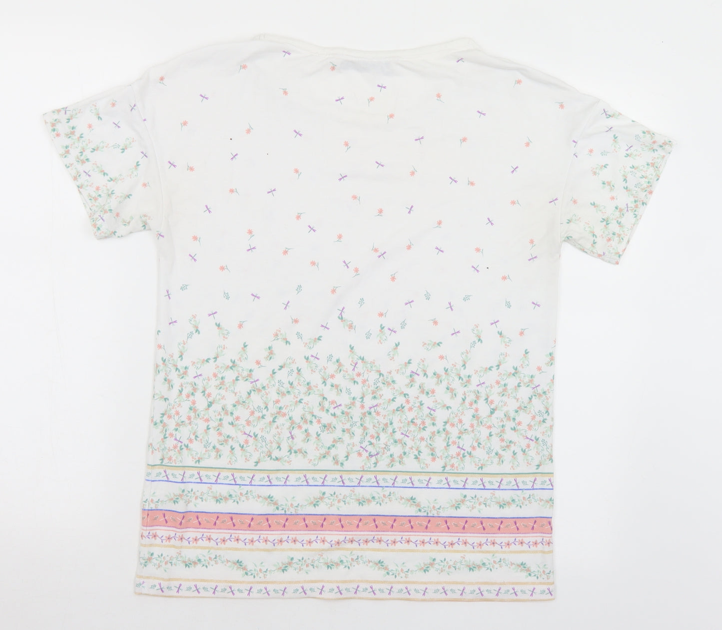 TU Womens Multicoloured Floral Polyester Basic T-Shirt Size 8 Round Neck