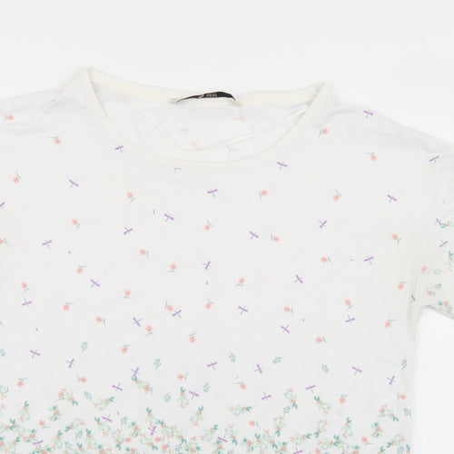 TU Womens Multicoloured Floral Polyester Basic T-Shirt Size 8 Round Neck