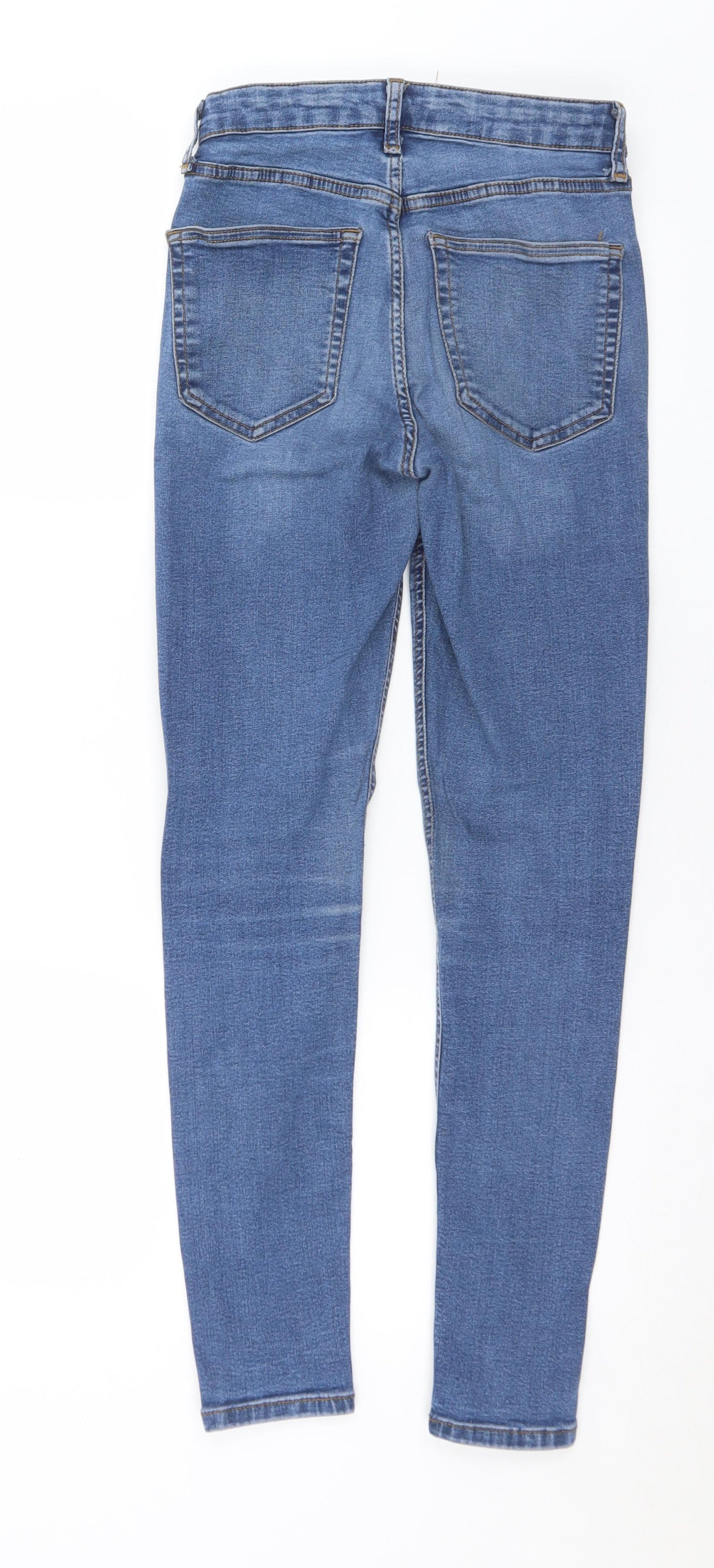 Topshop Womens Blue  Cotton Skinny Jeans Size 28 in L28 in Regular Button