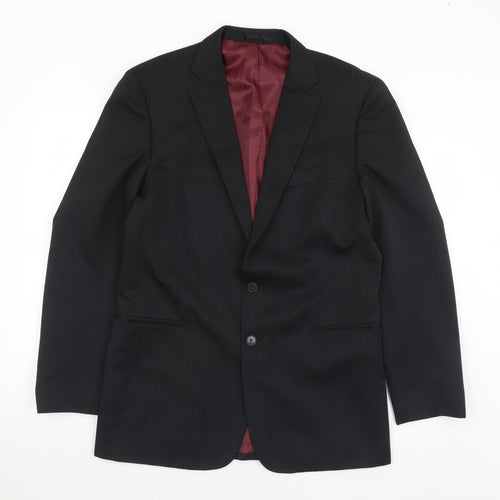 Taylor & Wright Mens Black Striped Polyester Jacket Suit Jacket Size 40