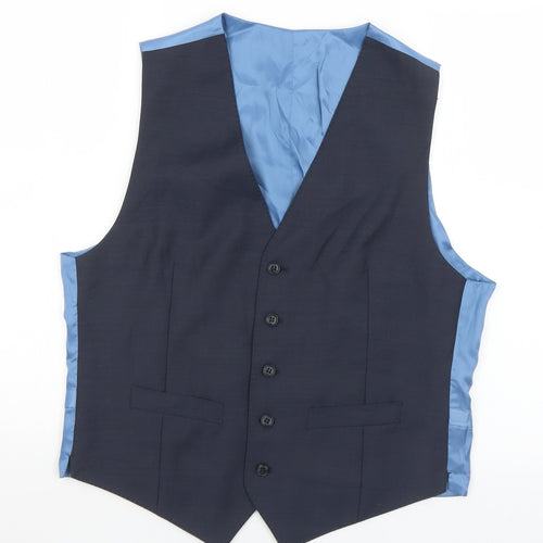 Marks and Spencer Mens Blue  Wool Jacket Suit Waistcoat Size M