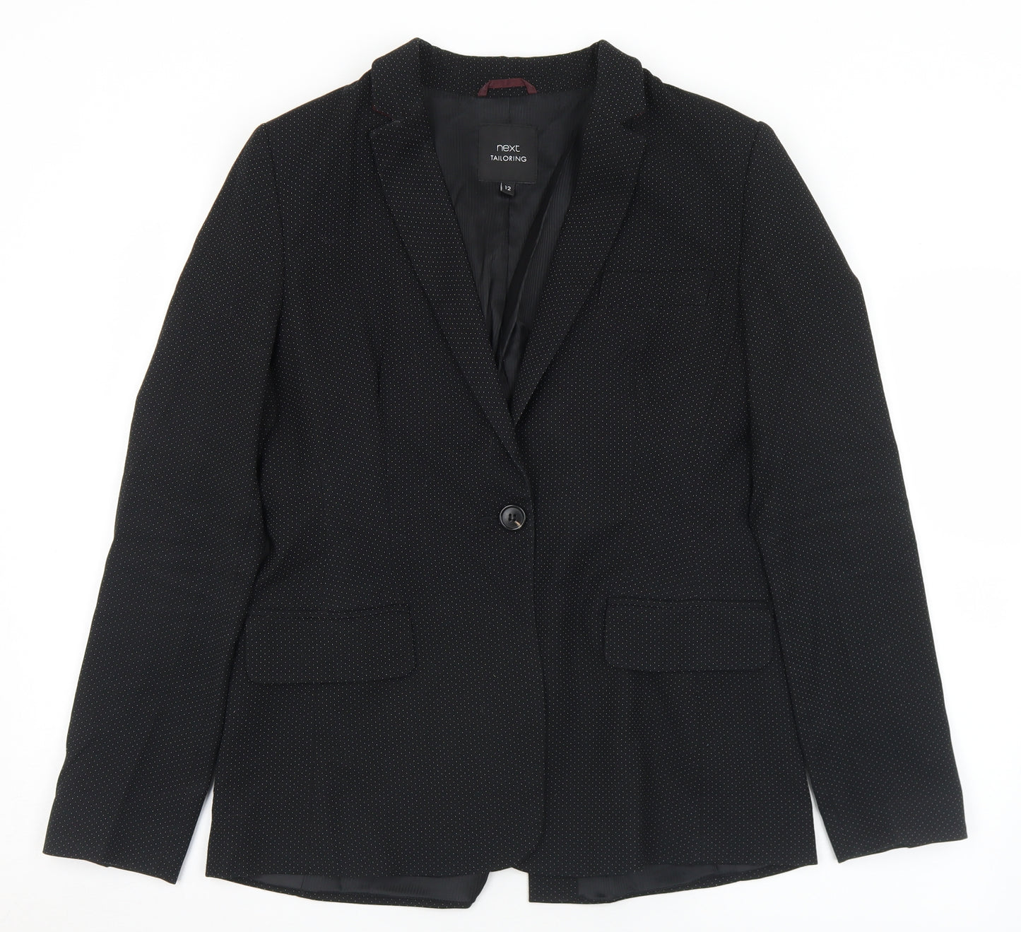 NEXT Womens Black Polka Dot Polyester Jacket Suit Jacket Size 12