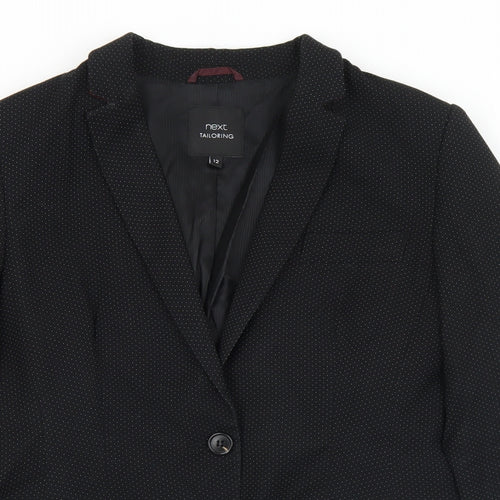 NEXT Womens Black Polka Dot Polyester Jacket Suit Jacket Size 12