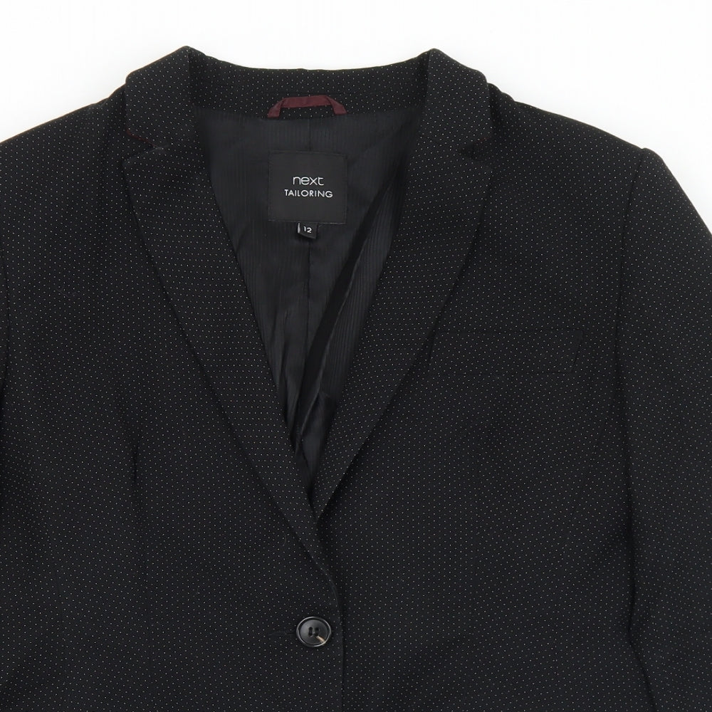 NEXT Womens Black Polka Dot Polyester Jacket Suit Jacket Size 12