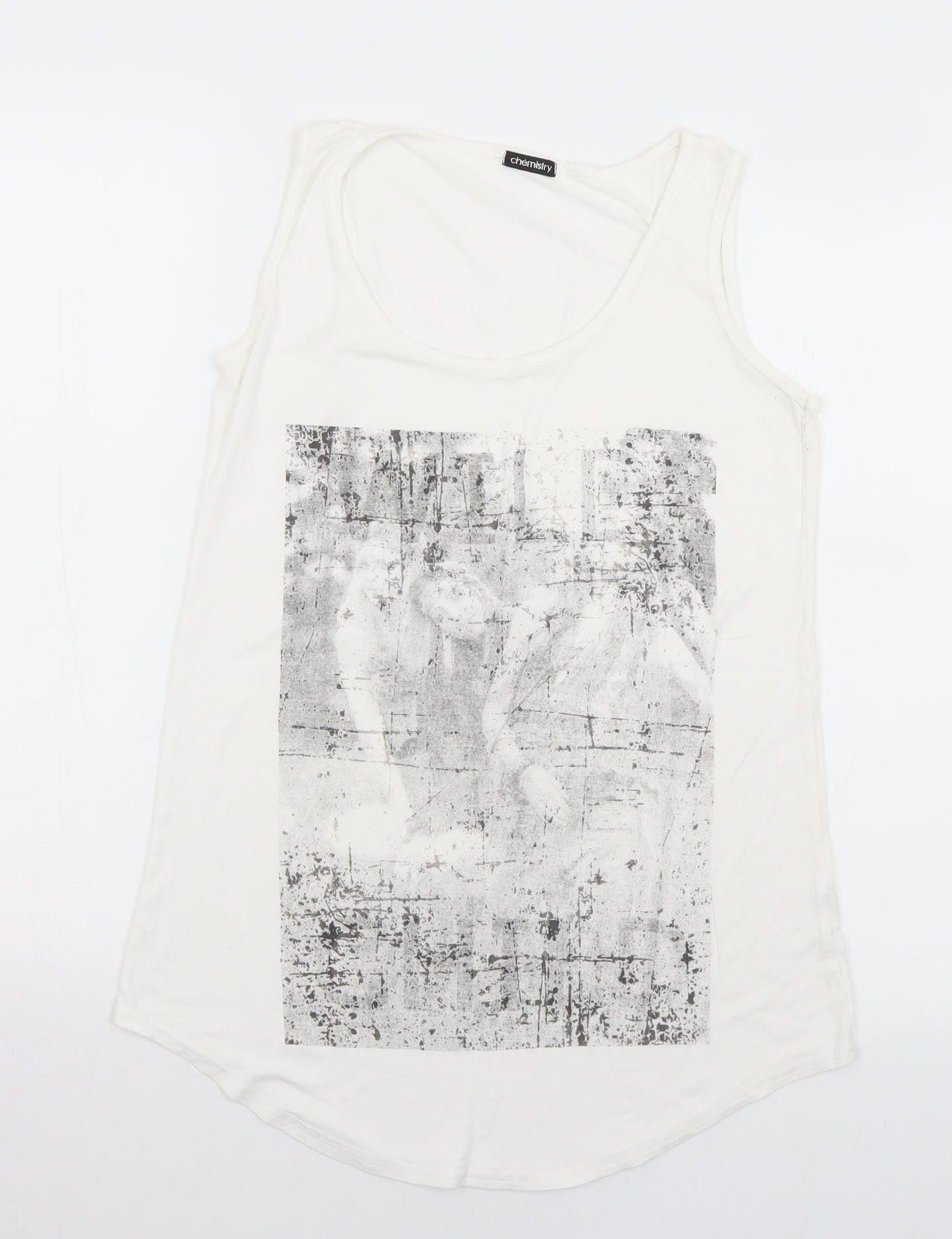 Chemistry Womens White  Viscose Camisole Tank Size S Round Neck - S/M
