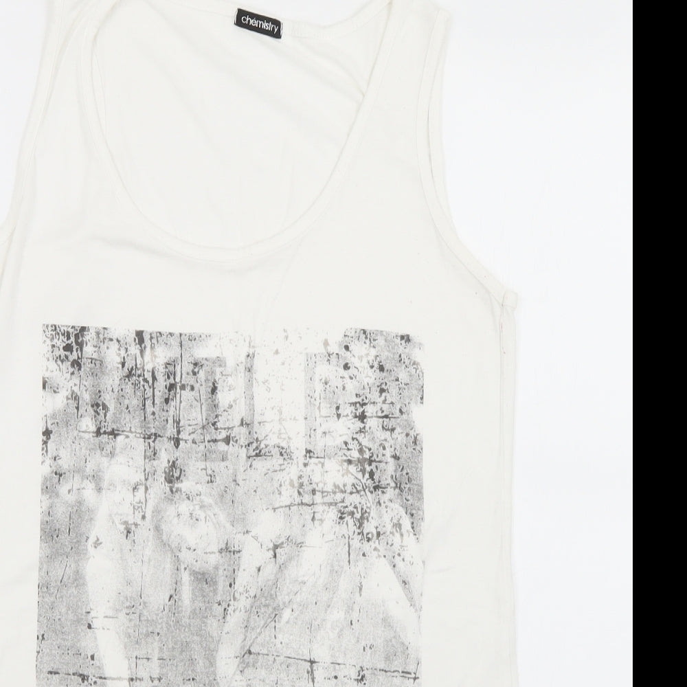 Chemistry Womens White  Viscose Camisole Tank Size S Round Neck - S/M