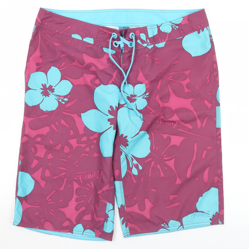 Animal Womens Multicoloured Floral Polyester Bermuda Shorts Size 14 L14 in Regular Drawstring