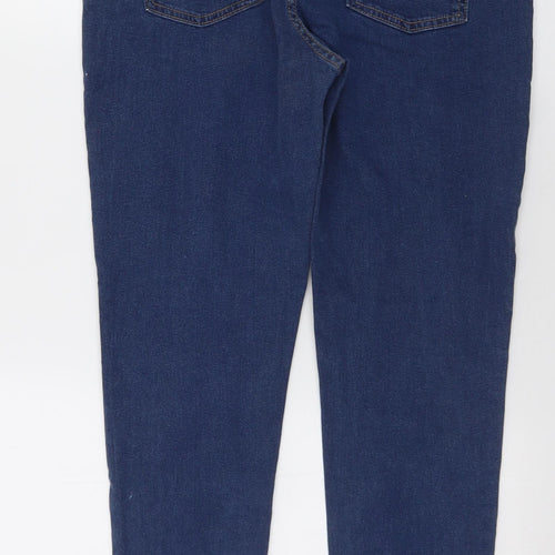 Marks and Spencer Womens Blue  Cotton Skinny Jeans Size 12 L28 in Regular Button