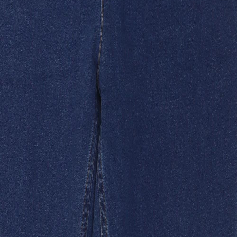 Marks and Spencer Womens Blue  Cotton Skinny Jeans Size 12 L28 in Regular Button