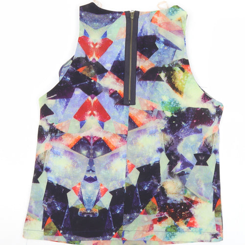 Glamorous Womens Multicoloured Geometric Polyester Basic Tank Size S Round Neck