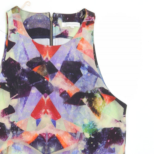 Glamorous Womens Multicoloured Geometric Polyester Basic Tank Size S Round Neck