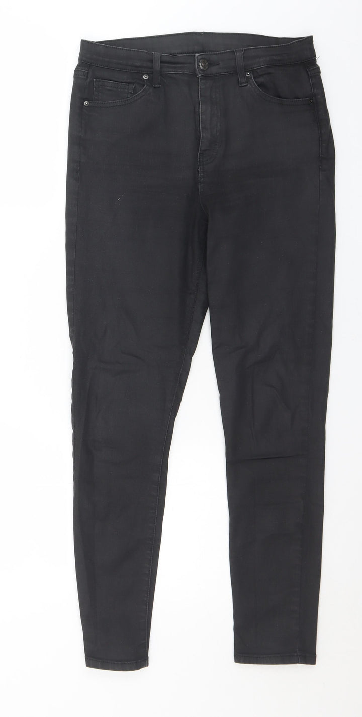 Topshop Womens Black Cotton Skinny Jeans Size 30 in L32 in Regular Button