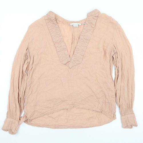 H&M Womens Pink  Cotton Tunic T-Shirt Size 10 V-Neck