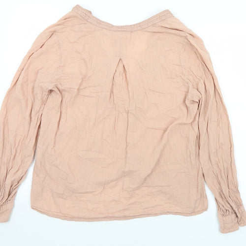 H&M Womens Pink  Cotton Tunic T-Shirt Size 10 V-Neck