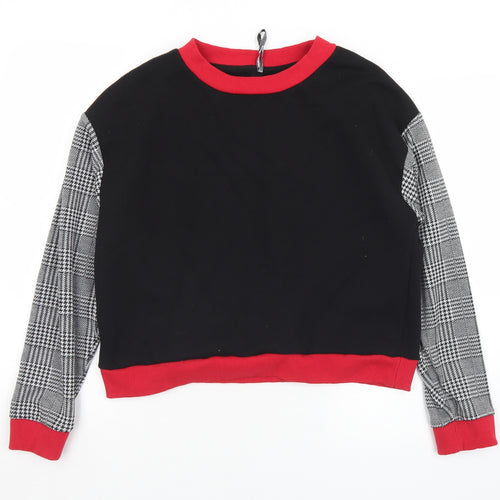 Rock Angel Womens Multicoloured Houndstooth Cotton Pullover Sweatshirt Size L