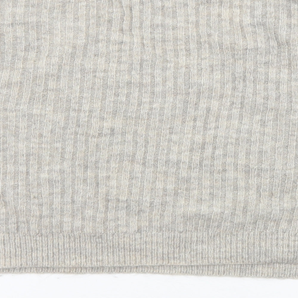 New Look Womens Grey V-Neck  Acrylic Pullover Jumper Size S